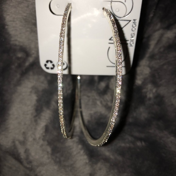 Icing Silver Rhinestone Hoops - Picture 3 of 3
